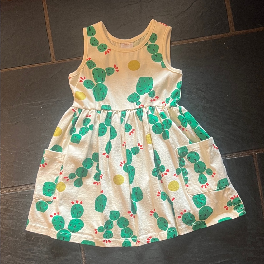 Hanna Andersson Tank Dress with Green Cactus Print